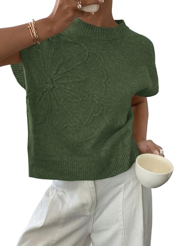 PRETTYGARDEN Women's 2026 Spring Sweater Vest Trendy Flower Knit Short