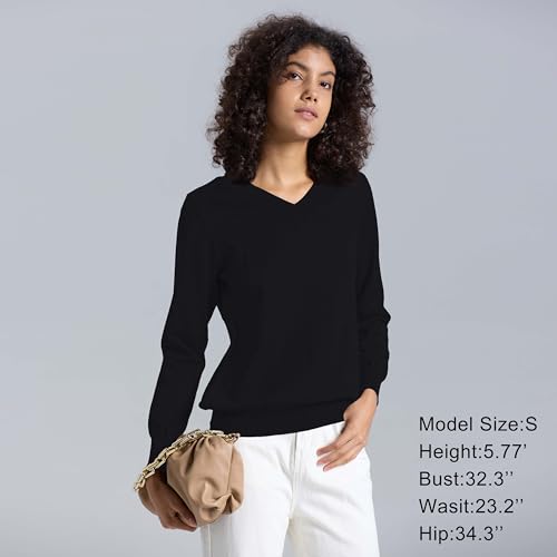 Women's Long-Sleeve Pullover Lightweight Soft V-Neck Casual Sweater Top2
