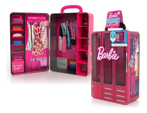 Barbie Barbie Aufbewahrungskoffer für Puppen und Spielzeug aus Metall für Mädchen – kompatibel mit anderen Puppen, für Kinder ab 3 Jahren