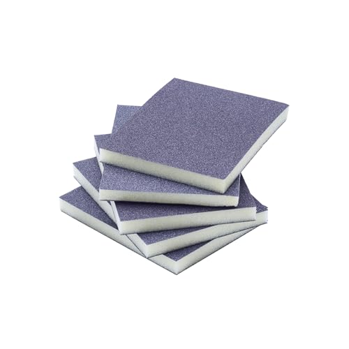 ProDec 5 pk Medium Grit Flexible Foam Filled Sanding Pad for Flat & Curved Wood & Metal Surfaces Including Window Sills Architraves Skirting Board Pipes Railings Furniture Balustrades Spindles