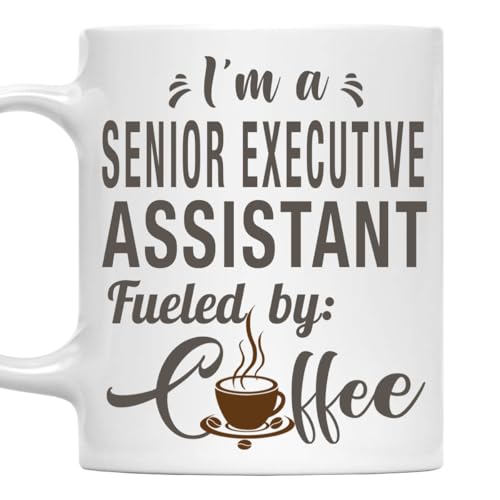 MONIZILUCKY I'm a Senior Executive Assistant Mug, Fueled by Coffee Cup Gift