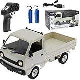 Wodoochey WPL D12Mini Kei Truck RC Car 1/16 2.4Ghz Remote Control Rock Crawler Off Road Truck with Brushed Motor, LED Headlights, Middle Engine Rear Drive RTR Toys Car for Adults