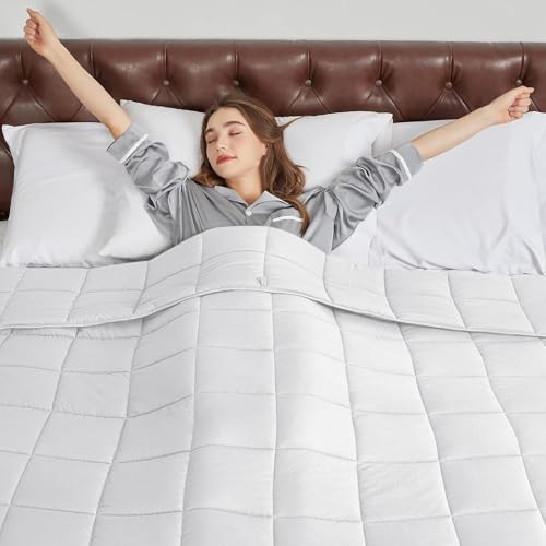 CYMULA Weighted Blanket for Adults (25lbs 88"x104" King Size) - Cooling Breathable Heavy Blankets for Summer Winter - Ultra Microfiber Soft Comfort Blanket with Glass Beads - Gifts for Men/Women