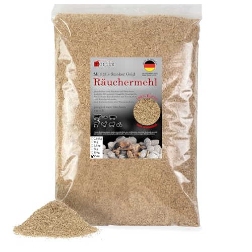 Moritz 25 kg di farina per affumicatura di faggio, 0,5 – 1 mm, affumicatura a freddo di pesce, carne, salsiccia, formaggio, verdure, anche per barbecue, barbecue, trucioli di incenso