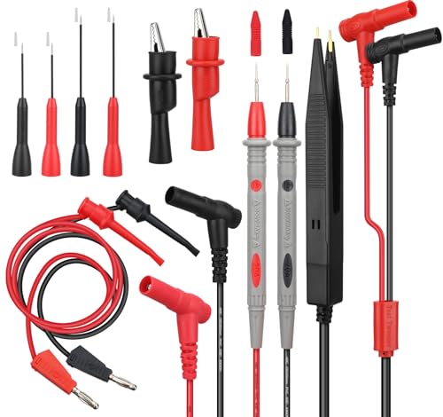 Image of SWANLAKE 11-Piece Multimeter Test Leads Set, CAT III 1000V 20A Multimeter Probes with Alligator Clips, Needle Probe, Banana Plug to Hook Clip, Soft PVC Volt Meter Lead