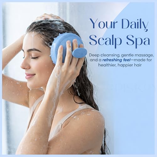 Image of Scalp Massager Shampoo Brush, Eco-Friendly Wheat Straw Body With Soft Silicon Bristles, Hair Scalp Scrubber, Scalp Exfoliator | Dandruff Removal, Prevents Hair Loss For Men, Women (Jb-35)