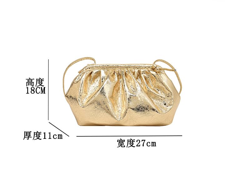 Women’s Soft Cloud Dumpling Pouch Bag，Ruched Soft Vegan Leather Clutch Purse Shoulder Bag2
