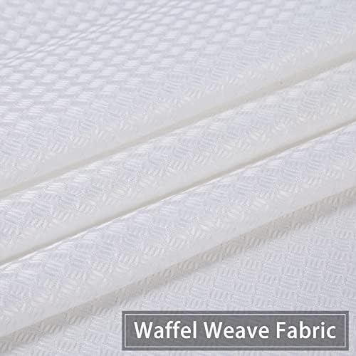 LinTimes Anti Mould Shower Curtains Waterproof Bathroom Curtains Waffle Bathtub Curtain Washable Polyester Shower Curtain White Long Shower Curtains, 72x84 inches