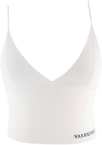 Valentino Crema Top Corto de Punto de Intarsia y calados de Segunda Mano