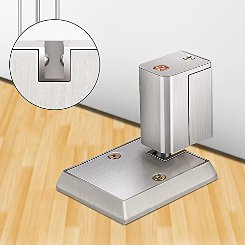 Tope de puerta de metal ajustable para piso con kit de tornillos y pegamento protector 6