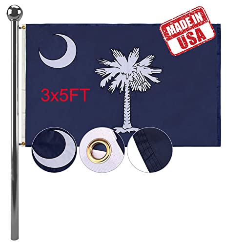 Jayus Embroidery South Canrolina Sates Flags 3x5 Outdoor Double Sided Heavy Duty SC Canrolina Flag Banner with 2 Grommets