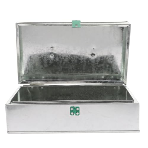 Homoyoyo Boîte à Outils en Tôle de Fer 28x16x9 Cm Verrouillage, Conteneur de Rangement Ménager Portable, Coffre Sécurisé pour Outils et Caisse à Monnaie, Usage Domestique Couleur
