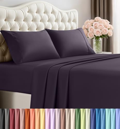 Utopia Bedding King Bed Sheets Set - 4 Piece Bedding - Brushed Microfiber - Shrinkage and Fade Resistant - Easy Care (King, Purple)