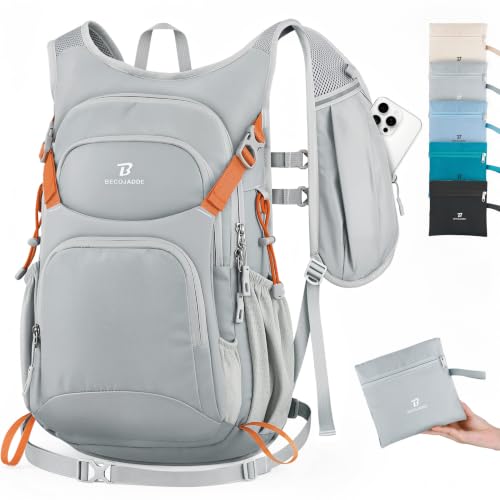 BECOJADDE 20L Hiking Backpack Lightweight Travel Backpacks Water-Resistant Daypack Fits Cycling Helmets for Men Women for Daily Outdoor Camping, Mist Gray