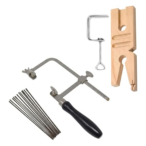 3-in-1 Jewelers Saw Frame with 144 Blades V-Slot Bench Pin and Clamp