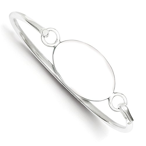 Saris And Things 925 Sterling Silver With Oval Id Plate Bangle Bracelet #TOP28