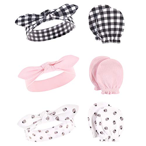 Image of Hudson Baby Baby Girls' Cotton Headband and Scratch Mitten Set