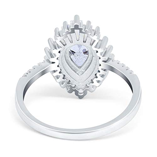 Blue Apple Co. Art Deco Teardrop Pear Wedding Engagement Ring Baguette Round Simulated Cubic Zirconia 925 Sterling Silver3