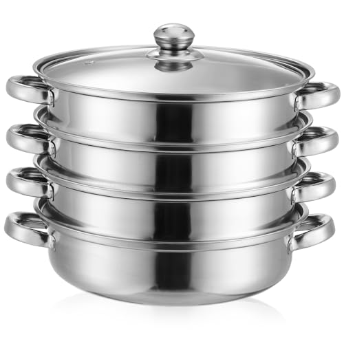 Alipis 1 Pieza Olla caliente a vapor de acero inoxidable largo olla de acero con vaporera de cuatro capas ollas de vapor para cocinar utensilios de cocina de vapor Bote Plata