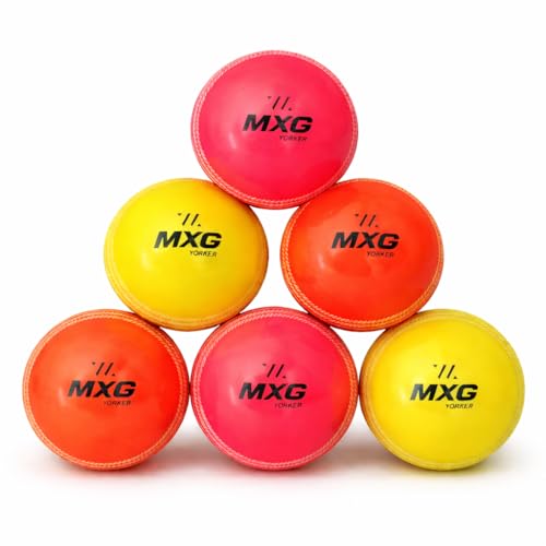 Image of MXG Yorker I-10 Cricket Ball | Heavy Bounce Ball for Street, Ground, Practice, Training & Matches (Multicolor, Pack of 6)