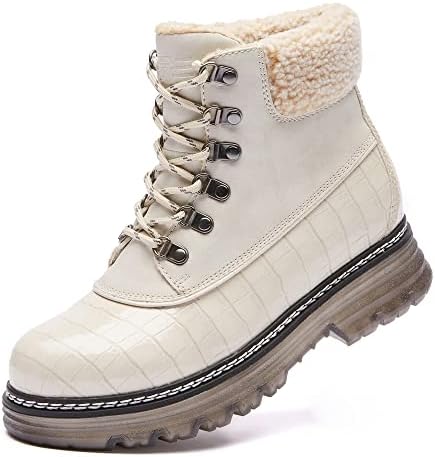 DiloKily Womens Winter Boots Fashion Waterproof Ankle Hiking Boots Anti-slip Warm Snow Boots for Casual Work White 8