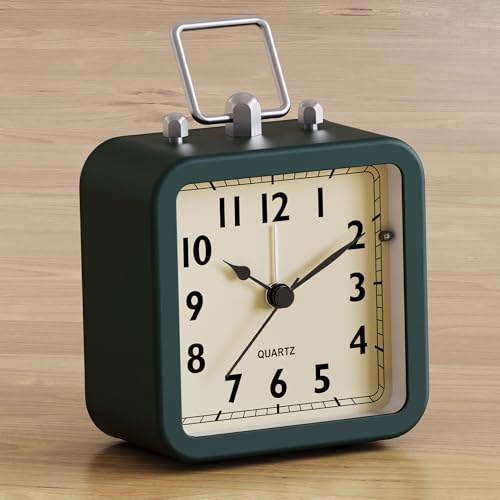 Image of AYRELY Small Metal Alarm Clock, Desk and Table Clock for Travel