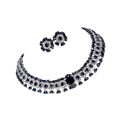 Juego de joyas exclusivo con gargantilla de cristal y pendientes de alta costura