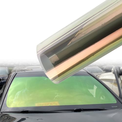 Image of Green Red Chameleon Car Front Window Tint 58% VLT Car Window Tint Film Color Change Windshield Film Car Sun Shade Tints Solar Protection Film, 19.68 inch x 118.11 inch