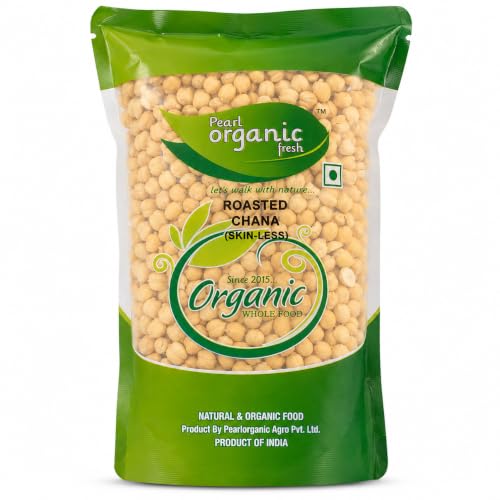 Image of Pearl Organic Fresh Organic Bhuna Chana Without Skin | Roasted Desi Chickpeas | Whole Roasted Chana Ready to Eat | Healthy High Protein Snack | Organic Roasted | Crunchy Gluten-Free Snack (1.5 Kg)