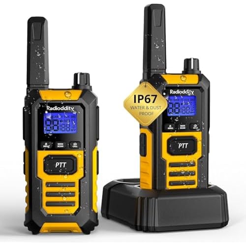 Radioddity HD-1 IP67 Walkie Talkies for Adults, Waterproof & Dustproof Floating Rugged PMR446 Two-Way Radios, 2400mAh Battery, SOS, One-key Group Call for Industrial, Outdoor Adventures, 2-Pack