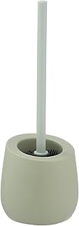 WENKO Escobillero WC Badi verde suave cerámica - Escobillero para el inodoro con cerdas de silicona y limpiador de borde, Cerámica, 13.5 x 38 x 13.5 cm, Verde