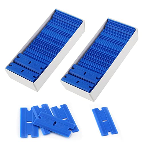 Zorveiio 200 Pcs Plastic Razor Blades Double Edge, Blue