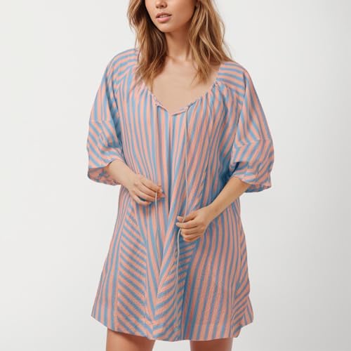 Mono elegante de mujer con diseño a rayas de caída fluida 7