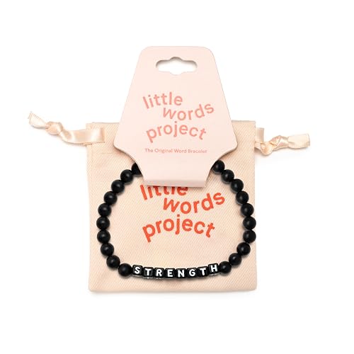 Strength Bracelet, The Original Word Bracelet, Made with Matte Black Jet Stones and Plated Brass Hardware, Handcrafted Design & Positive Message, Size L/XL2