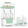 Momcozy Esterilizador y Secador Eléctrico para Biberones, Capacidad para 6 Biberones, Dispositivo 4 en 1 para Biberones, Accesorios y Extractores de Leche, con Soporte de Secado Incluido