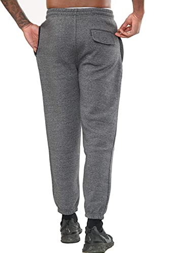 Mens Fleece Jogging Bottoms S-6XL (2XL, Charcoal) - 5