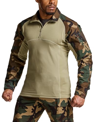 Image of CQR Men's Tactical Combat Shirt, 1 /4 Zip Long Sleeve Breathable Military BDU Training Top for Shooting, Hunting, Range Use