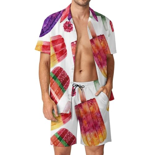 Chemise Hawaïenne Homme Ensemble Léger Contre la Chaleur Short Pantalon Plage Été