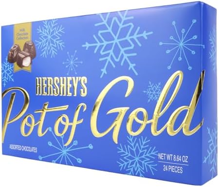 HERSHEY'S Christmas Pot of Gold Assorted Milk Chocolate Truffles Box, Candy Gift Set, 24 Total Pieces, 8.75 Ounces