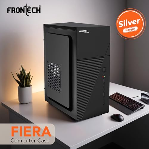 Image of FRONTECH Fiera Silver Computer Cabinet | Home & Office Use | Silver Range | Efficient Airflow Design | Front USB & Audio Ports | Top-Mounted SMPS | ATX /Micro-ATX Motherboard Support (FT-4280)