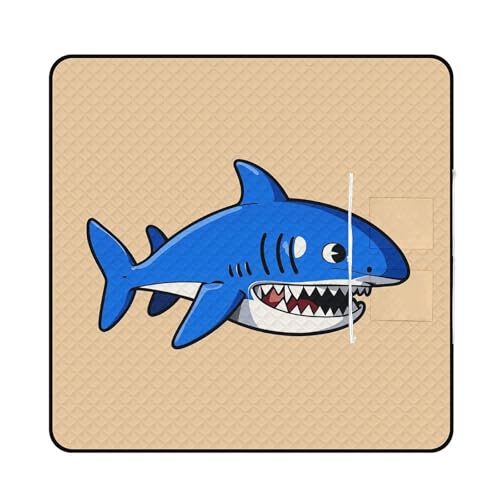 Couverture de plage requin dessin animé imperméable et pliable - 2