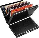 KEQAR Tarjetero Metálico con Bloqueo RFID, Porta Tarjetas para Hombre y Mujer, Tarjetero con 10 Compartimentos, Protección RFID y NFC, Elegante Porta Tarjetas de Visita