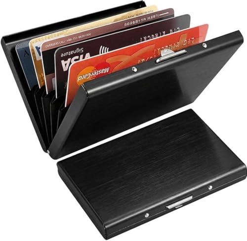 KEQAR Porte-Cartes RFID en Métal, Étui Carte Bancaire pour Femme et Homme, Porte-Cartes avec 10 Compartiments, Protection RFID & NFC, Étui Métallique pour Cartes et Visites