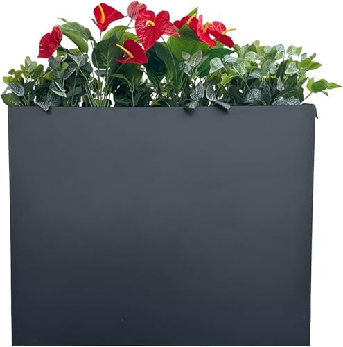 MinCHI257 38 L x 13 W x 30 H Metal Tall Rectangular Planter - Large Planter Box for Outdoor Patio/Porch Modern Design for Plants Flowers Garden Spliced Flower Pot (Black)