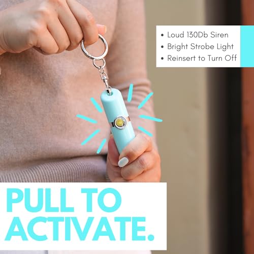 Securityman Personal Alarms for Women | Safety Alarm Keychain (Loud 130dB Siren and SOS Strobe Light) Everyday Self Defense Security Alarm Protection Device (Teal)