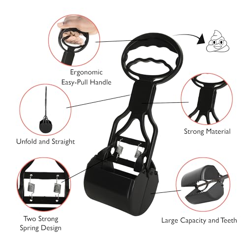 Image of Petcrux Premium Clamp Poop Scooper for Pet Waste, Cleaner & Picker Potty Scooper, High Strength Material, and Durable Spring for Easy Grass and Gravel Pick Up Puppies & Small Breed - Small
