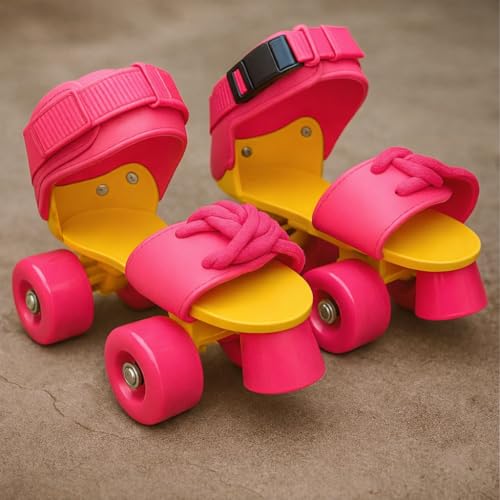 Supreme Deals Supreme Latest Designed Roller Skates With Front Break For Kids Age Group 4-12 Years Adjustable Inline Skating Shoe (Pink Or Yellow Color)