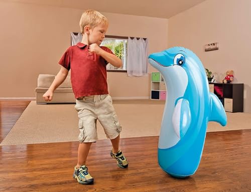 Image of Dolphin Hit Me Inflatable Toy for Water Filled Base BOP for Toddlers PVC Punching Bag for Kids(Multi Color)(1 PIS)