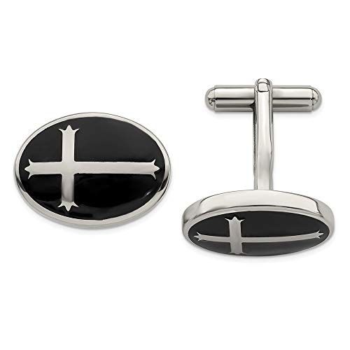 Mancuernillas de acero inoxidable negro para hombre