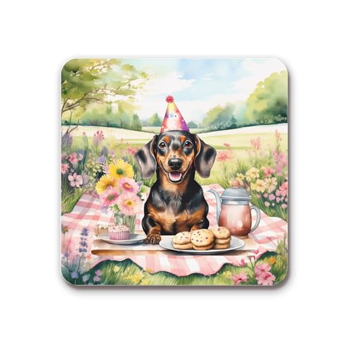 Happy Mother's Day Dachshund with Sweets and Flowers at a Picnic Acrylic Magnet Wiener Dog Lover Gifts Idea Fridge Laptop Lockers Photo Decor 13005